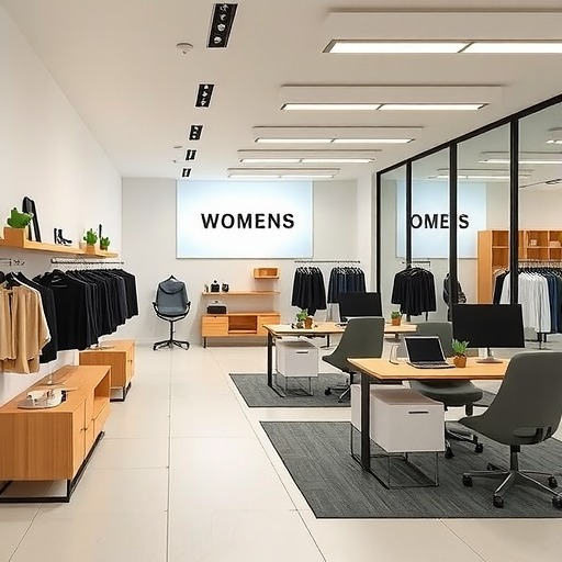简约中式风格 | 女性用品展厅与办公室空间设计解析-窗帘视界