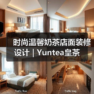 时尚温馨奶茶店面装修设计 | Yuntea皇茶